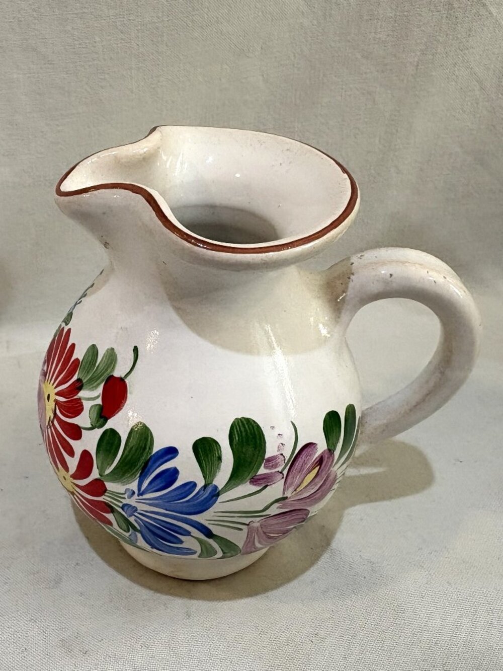 VTG Chodovia Klenci Czechoslovakia Folk Art Pottery Hand Painted Creamer Pitcher